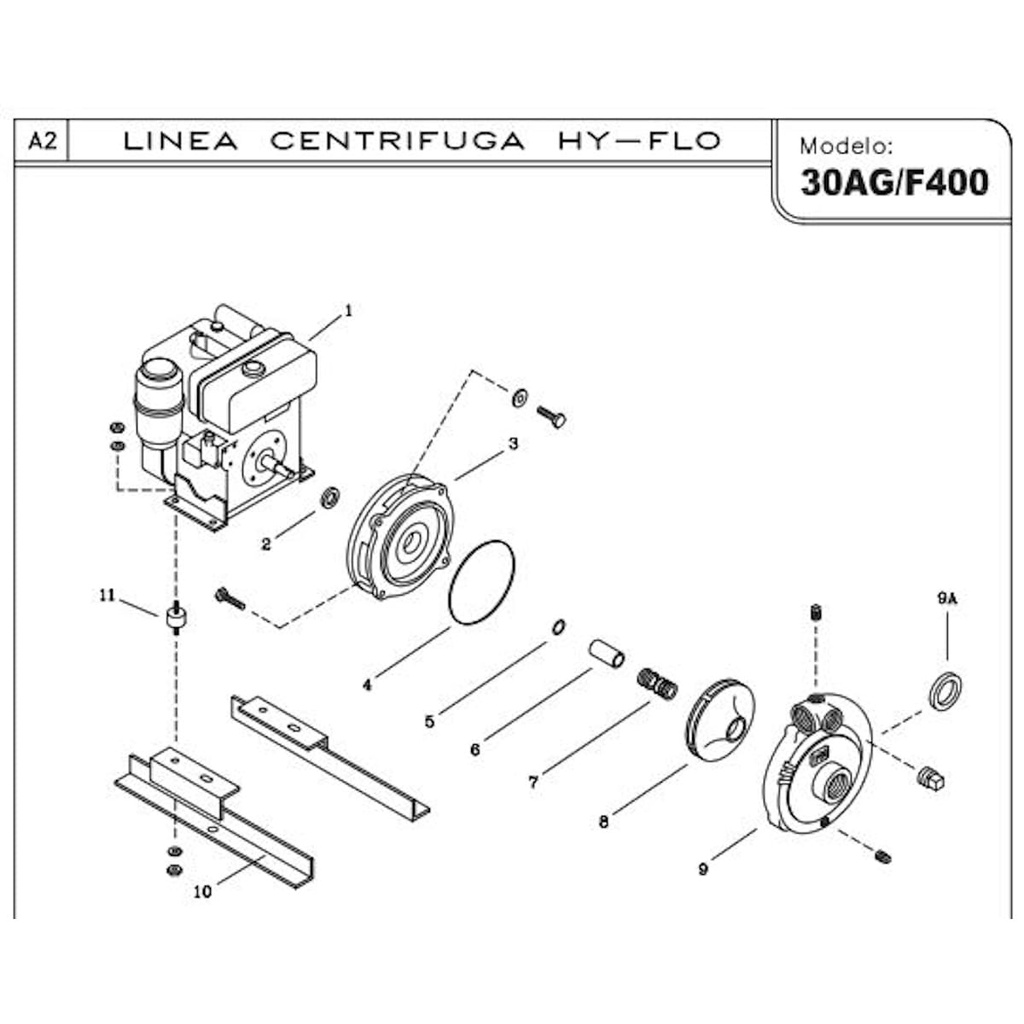 Motobomba Centrifuga 10Hp Diesel 3X3" Ihm Hy-Flo 30Ag/F400 AE