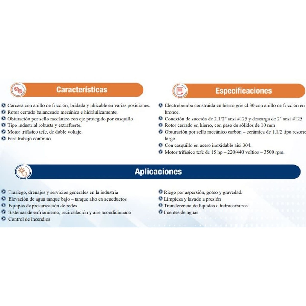 Motobomba Centrifuga 15Hp 220-440V 2.5X2" Ihm Eurolinea 5x20 15Tw IE3
