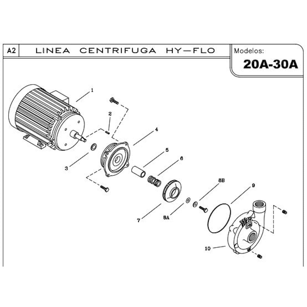Motobomba Centrifuga 5Hp 220-440V 3F 2X2" Ihm Hy-Flo 20A-5Mw-IE3