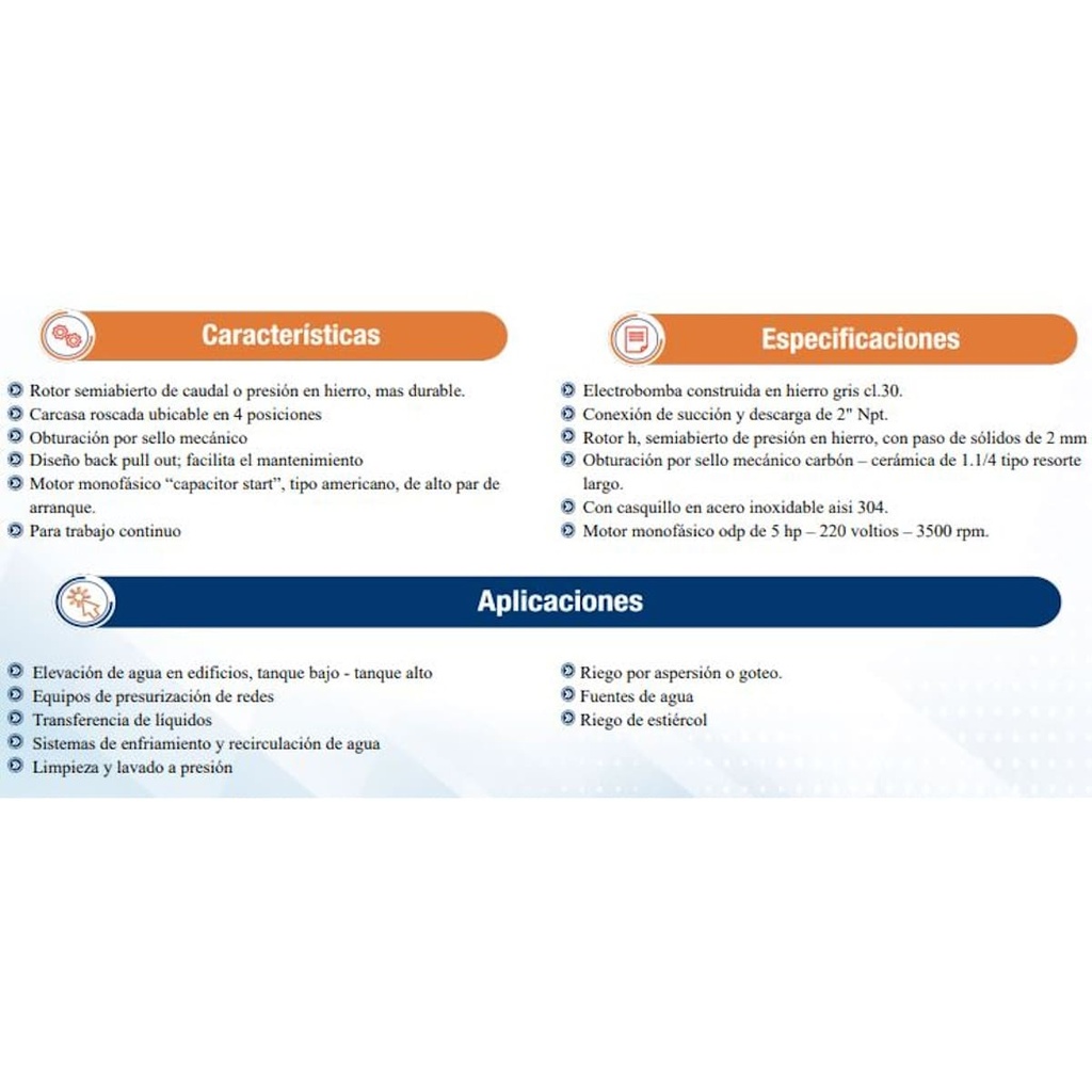 Motobomba Centrifuga 6Hp 220-440V 3F 2X2" Ihm Hy-Flo 20H-6W-IE3
