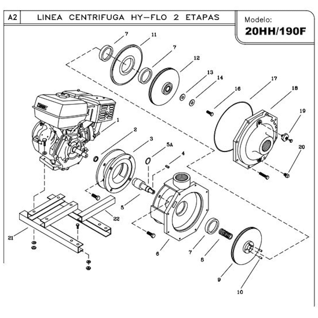 Motobomba Centrífuga 15Hp Gasolina 2X2" Ihm Hy-flo 20Hh/192F-2
