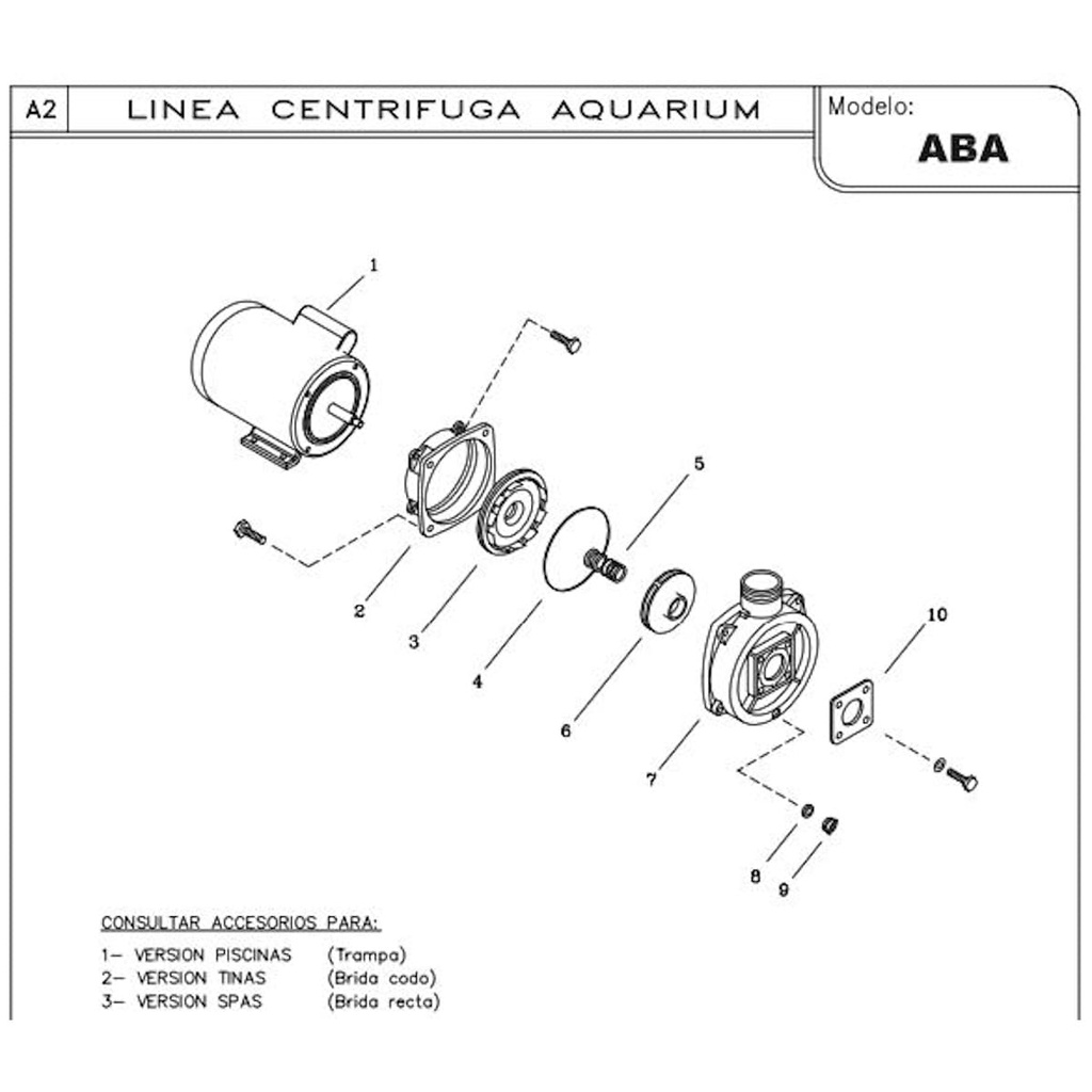 Motobomba Piscina 2Hp 220-440V 3F 2X2" Ihm Aquarium Aba-2Tw IE3