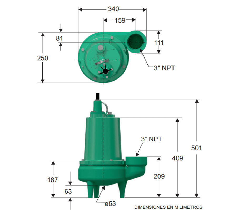 Motobomba Sumergible 0.75Hp 220V 1F 3" Barnes Ne 3 7-1-4-220