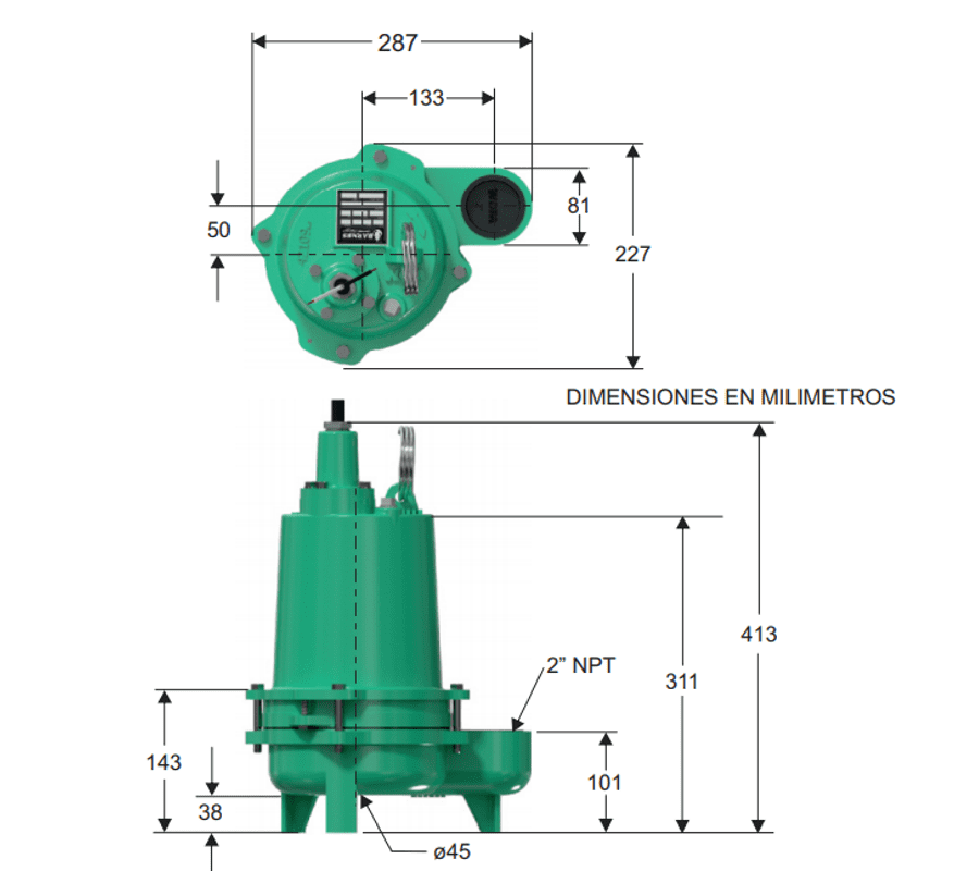 Motobomba Sumergible 0.4Hp 110V 1F 2" Barnes Ne 2 4-1-4-110