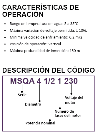 MSQA4 1.51230 / Motor  Aquapak Lapicero 1.5hp / 220V 1F / 4X1.5&quot;