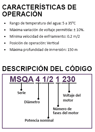 MSQA4 1/21230 / Motor  Aquapak Lapicero 1/2hp / 220V 1F / 4X1.5"