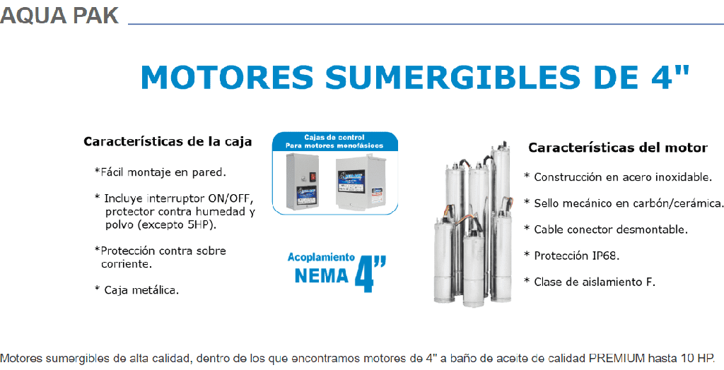 CCQA1/2115 / Caja Control Aquapak Lapicero 1/2hp / 110V 1F / "