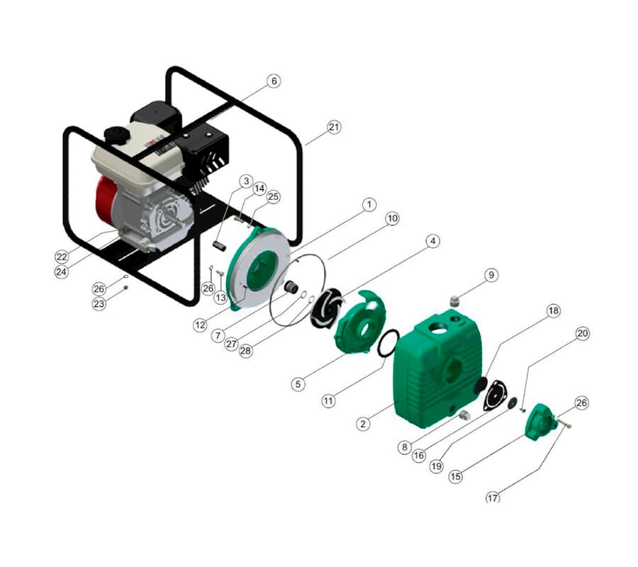 Motobomba Autocebante 6.5Hp Gasolina 2X2" Barnes Ag 2 65 Hf