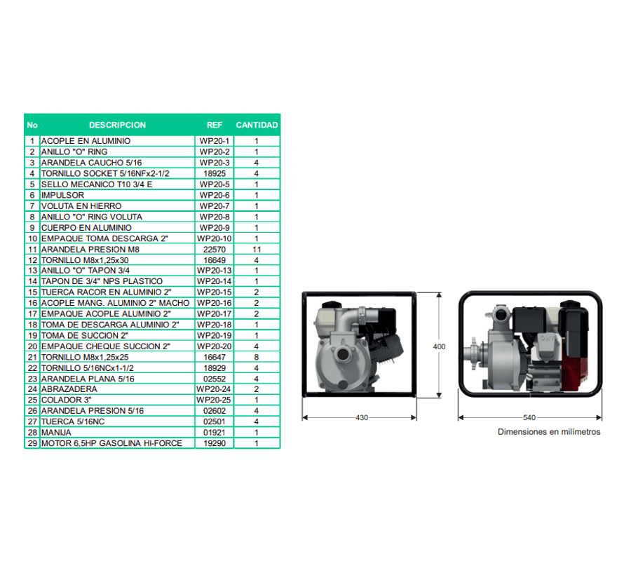 Motobomba Autocebante 6.5Hp Gasolina 2X2" Barnes Aag 2 65 Hf