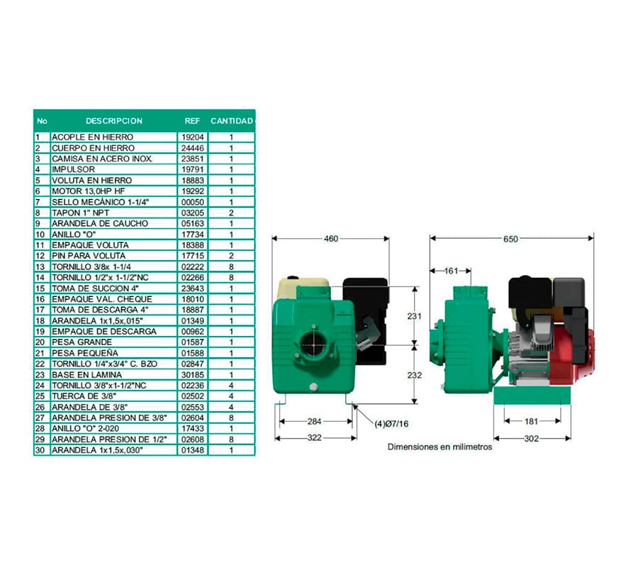 Motobomba Autocebante 13Hp Gasolina 4X4" Barnes Ag 4 130 Hf