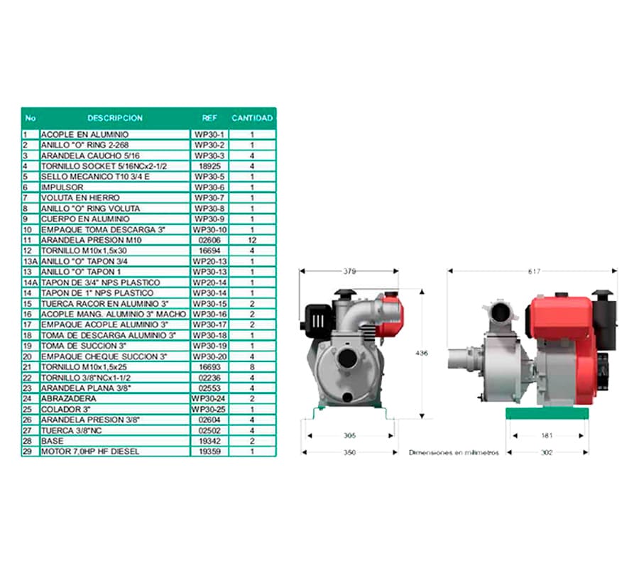 Motobomba Autocebante 7Hp Diesel 3X3" Barnes Aad 3 70 Hf