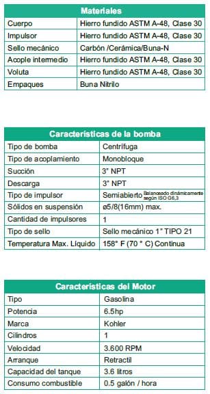 Motobomba Autocebante 6.5Hp Gasolina 3X3" Barnes Ag 3 65 Kl