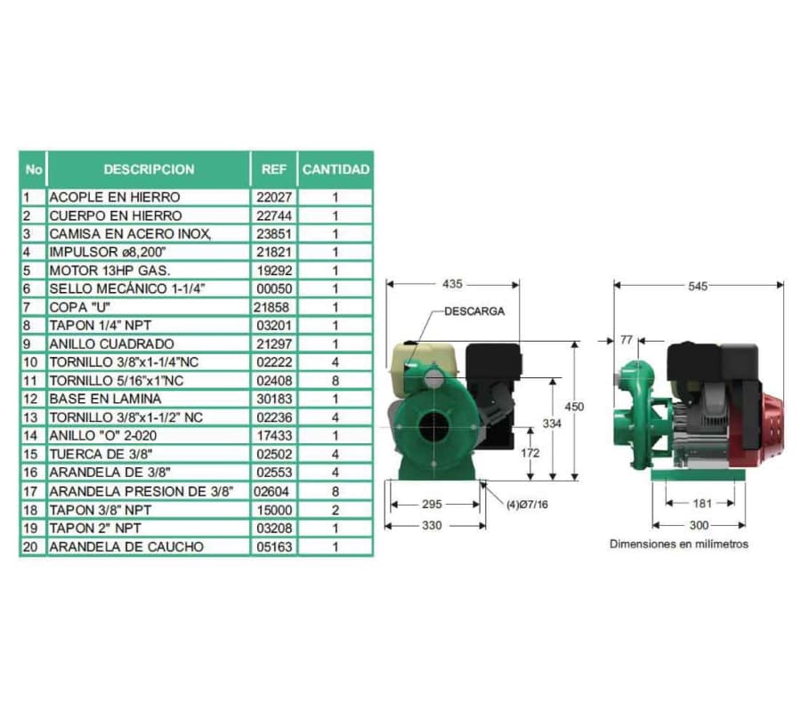 Motobomba Centrifuga 13Hp Gasolina 3X3" Barnes Hg 3 130 Hf
