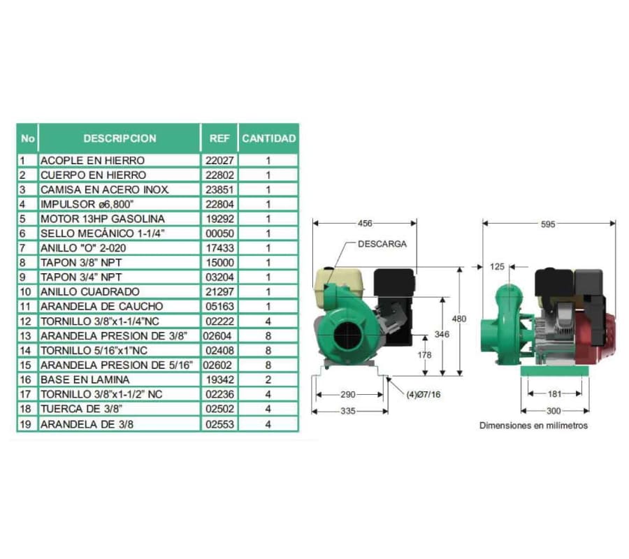 Motobomba Centrifuga 13Hp Gasolina 4X3" Barnes Qg 3 130 Hf