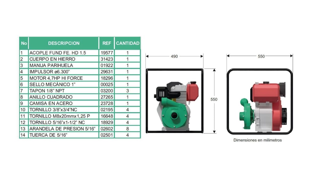 Motobomba Centrifuga 5Hp Diesel 1.5X1.5" Barnes Hd 1.5 50 Hf