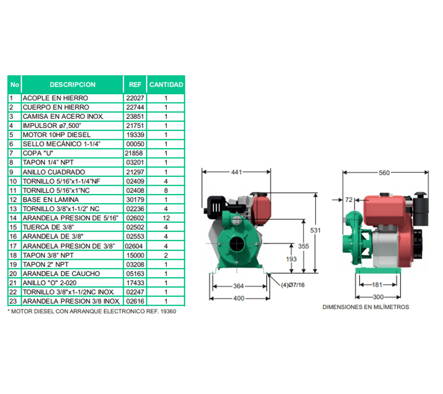 Motobomba Centrifuga 10Hp Diesel 3X3" Barnes Hd 3 100 Hf