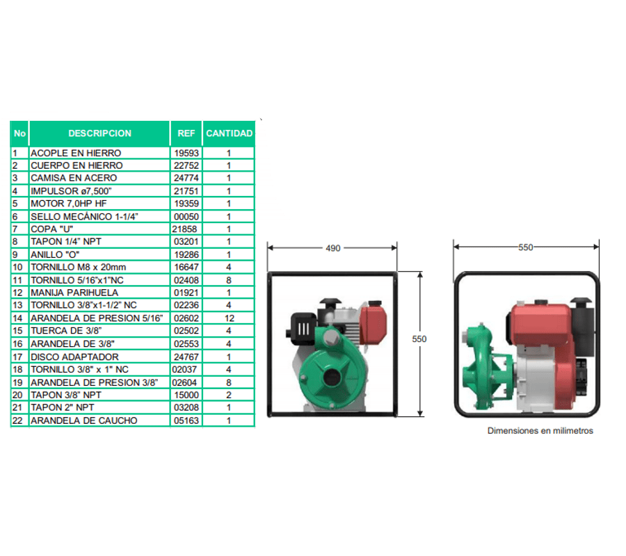 Motobomba Centrifuga 7Hp Diesel 2X2" Barnes Hd 2 70 Hf