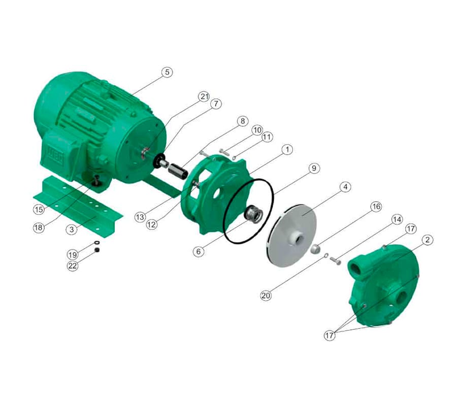 Motobomba Centrifuga 10Hp 220 440V 3F 1.5X1.5" Barnes He 1.5 100