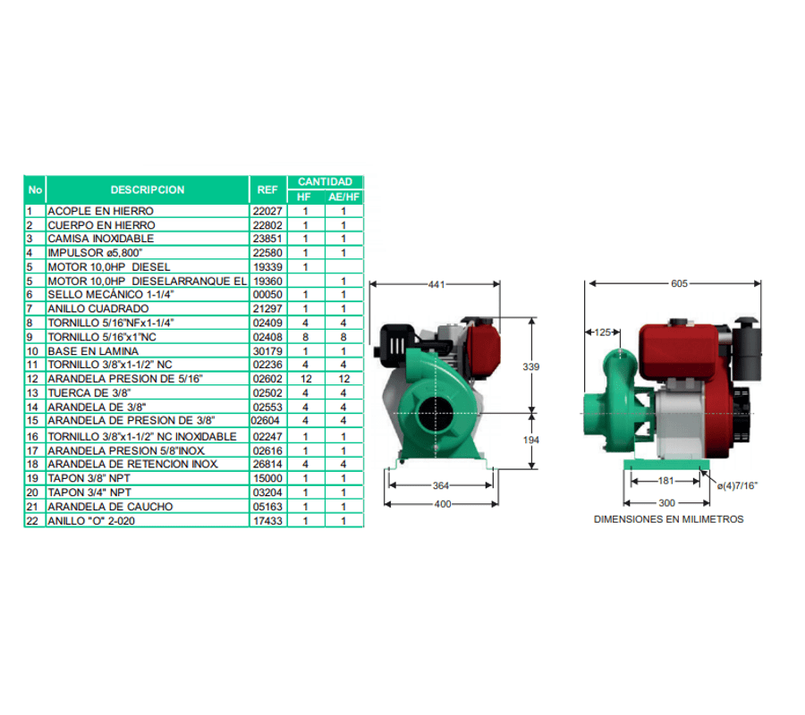 Motobomba Centrifuga 10Hp Diesel 4X3" Barnes Qd 3 100 Hf Ae