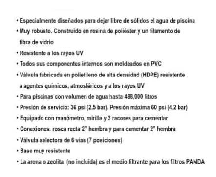 FPF35T / Filtro de arena Panda 35" para piscina hasta 180m3 en 6hrs