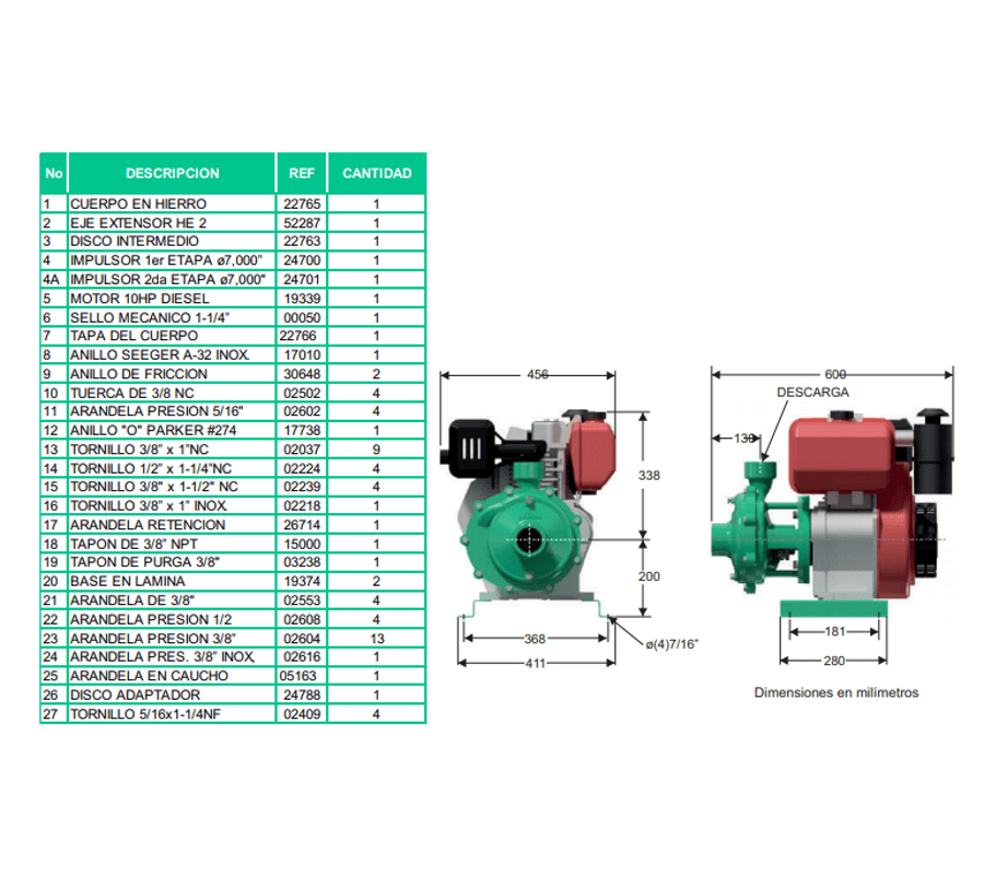 Motobomba Centrifuga 10Hp Diesel 2X2" Barnes Hd 2 100-2 Hf-E