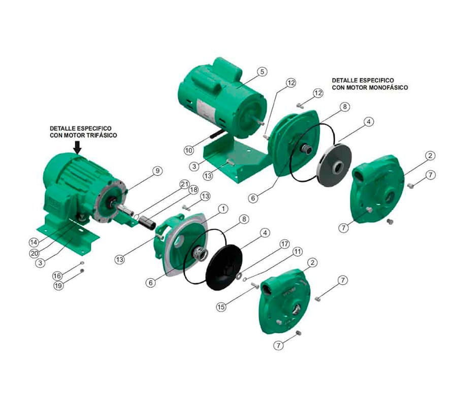 Motobomba Centrifuga 2Hp 110 220V 1F 1.5X1.5" Barnes He 1.5 20-1