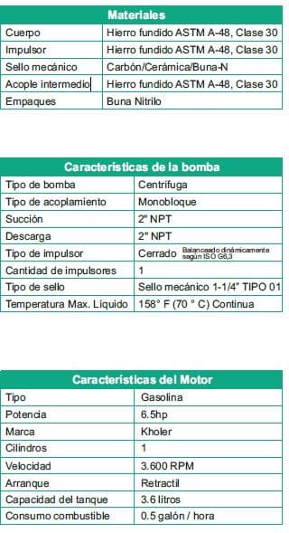 Motobomba Centrifuga 6,5Hp Gasolina 2X2" Barnes Hg 2 65 Kl