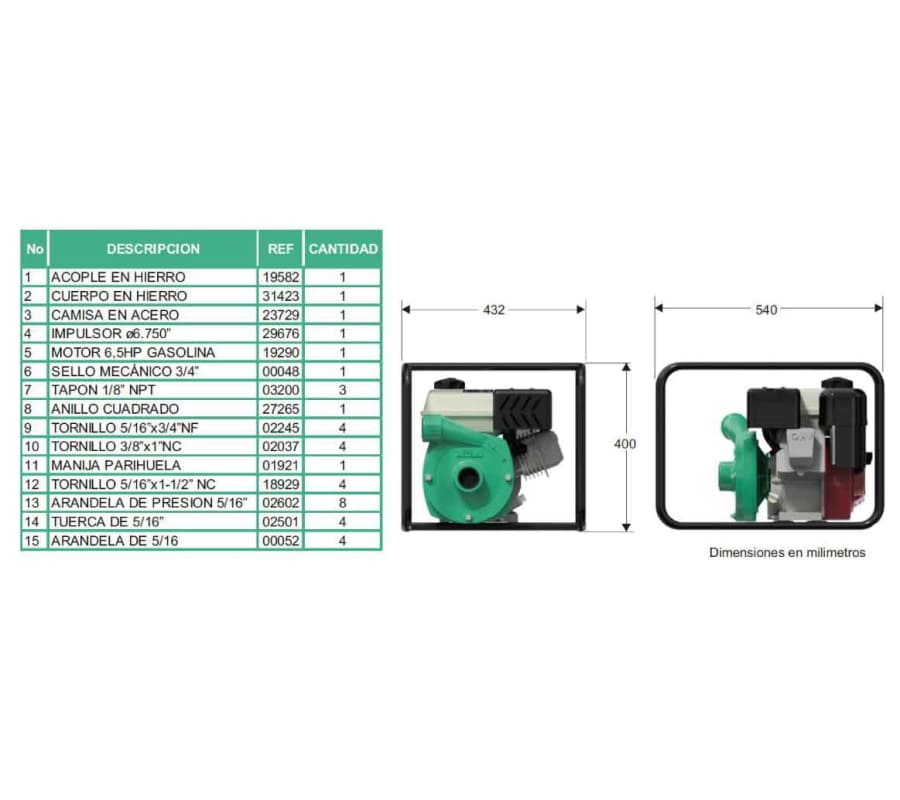Motobomba Centrifuga 6,5Hp Gasolina 1.5X1.5" Barnes Hg 1.5 65 Hf