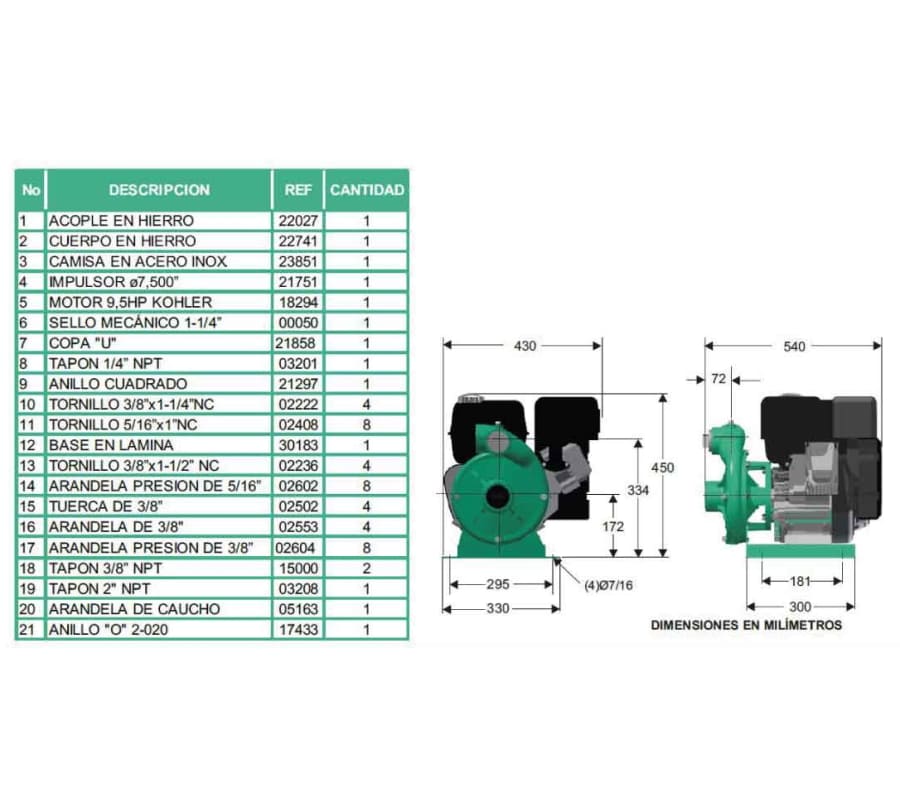Motobomba Centrifuga 9,5Hp Gasolina 2X2" Barnes Hg 2 95 Kl