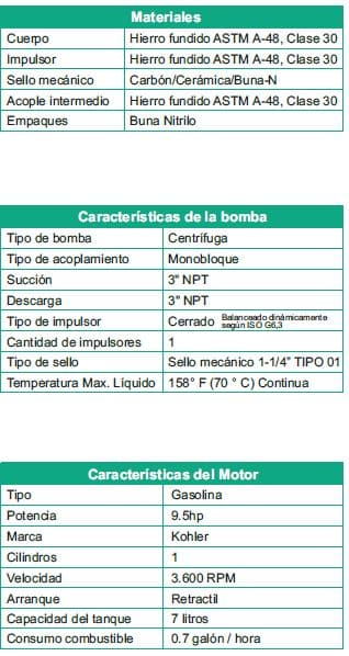 Motobomba Centrifuga 9,5Hp Gasolina 3X3" Barnes Hg 3 95 Kl