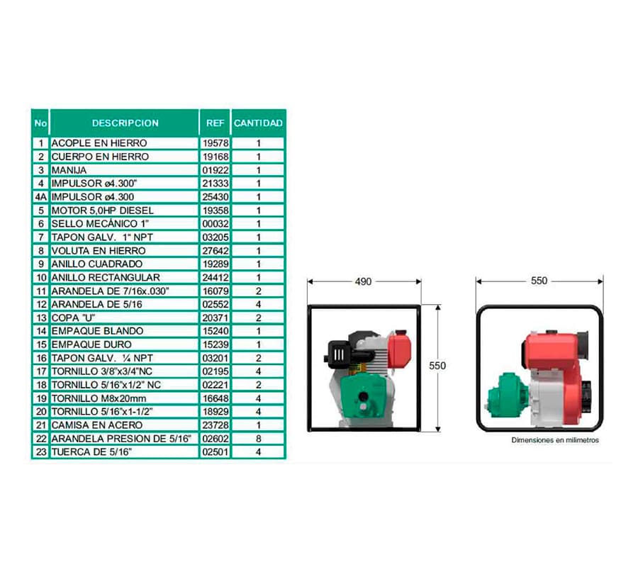 Motobomba Jet 5Hp Diesel 1.25X1" Barnes Jd 1 50-2 Hf