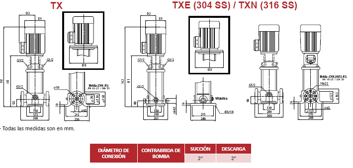 T6XE-250-12 / Motobomba Altamira Multietapas V 25hp / 220-440V 3F / 2x2"