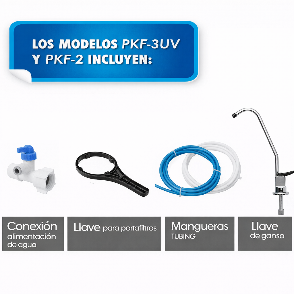 PKF-3UV - Sistema de filtración con UV para punto de uso 3 etapa - 5 micras
