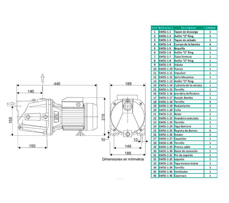 Motobomba Jet 1Hp 110 220V 1F 1X1" Barnes Je 1 10-1-1 Hf