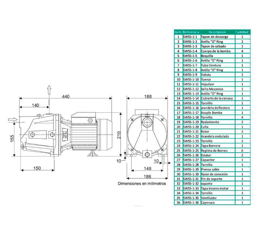 Motobomba Jet 1Hp 110 220V 1F 1X1" Barnes Je 1 10-1-1 Hf