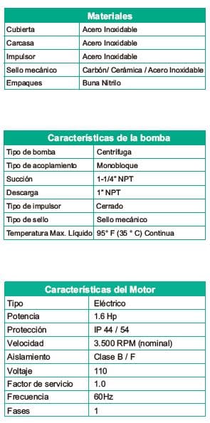 Motobomba Multietapas 1.6Hp 110V 1F 1.25X1" Barnes Hse 1 16-1 Hf