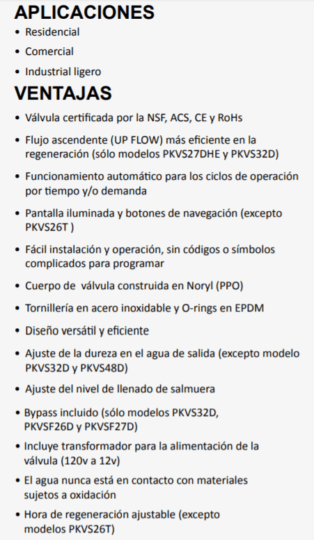 PKVS26T-1-948 / Válvula Automática para Suavizador 9"x48" por tiempo