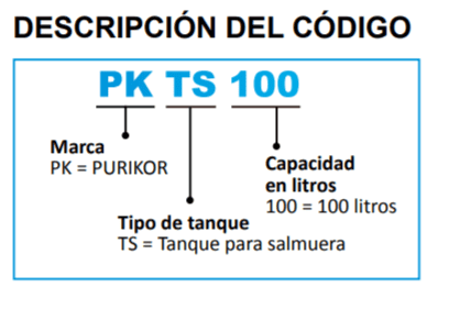 PKTS100 / Tanque de Salmuera para Suavización 100 Litros x 3/8"