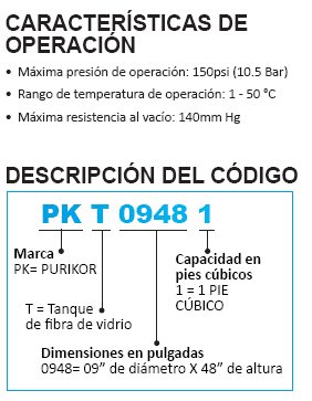 PKT0948-1 / Filtro de Fibra de Vidrio para Filtrado y Suavización 9" x 48" x 44 Litros
