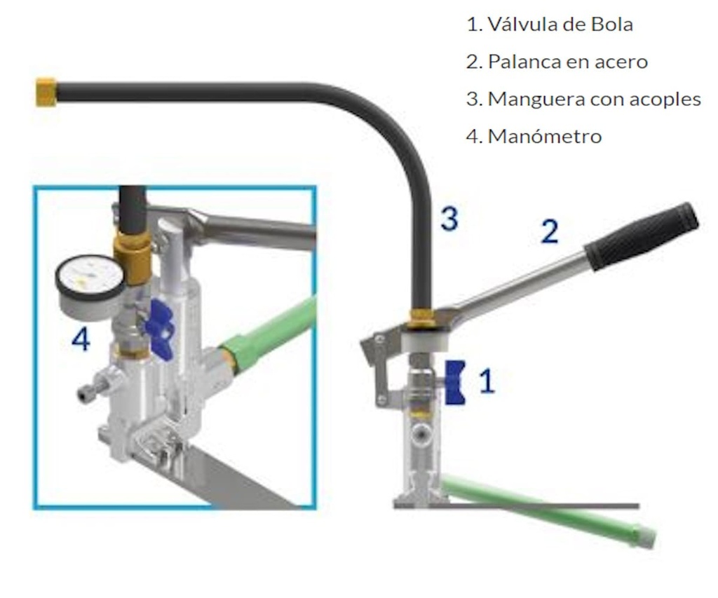 Bomba Manual 400Psi de Pruebas Hidrostáticas en Linea Helbert Hral104