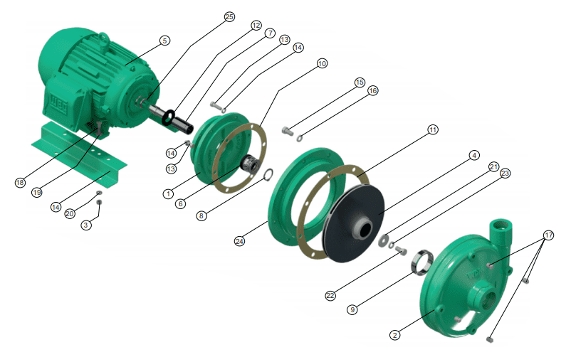 Motobomba Centrifuga 5Hp 220-440V 3F 2.5X2" Barnes Ge 2C 50-4