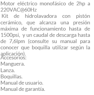 1500C2 1.5KW / Hidrolavadora Enermax Electrico 5hp - 1500psi - 220/440V - 3F