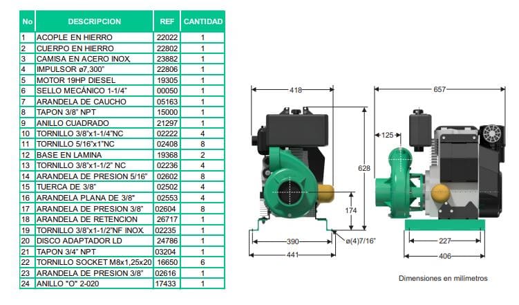 Motobomba Centrifuga 19Hp Diesel 4X3" Barnes Qd 3 190 Ld-E