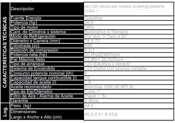 GXR120RT KRB4 / Motor Honda Gasolina 4hp 4 Tiempos 3600rpm