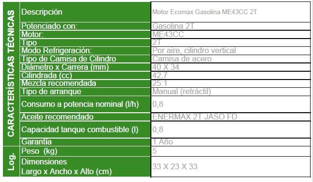 ME43CC / Motor Ecomax Gasolina 42.7hp 2 Tiempos