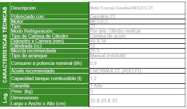 ME52CC / Motor Ecomax Gasolina 52hp 2 Tiempos