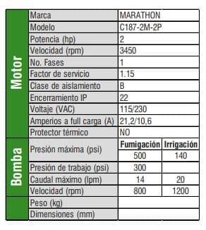 ES22M-2HP / Fumigadora Electrica 2Hp Ecomax 1F 20lt/m  3600 rpm