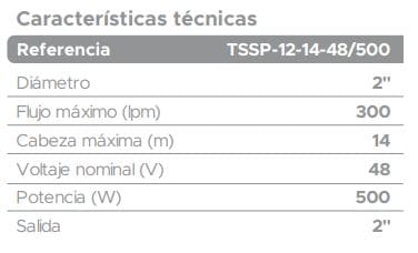 TSSP12-14-48-500- K45 / KIT ELECTROBOMBA SOLAR TECNIGREEN PARA PISCINA 45M3 48V/500W PANEL SOLAR 2X325WP