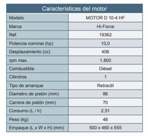 Motor Diesel Cuñero 10Hp 1800Rpm Hi Force Motor D 10 Hf-C