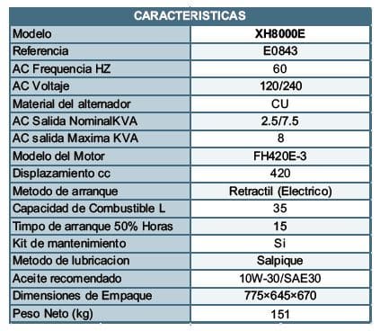 Planta Electrica 7Kva Gasolina Motor Hi Energy 15Hp Arranque Electrico Xh8000
